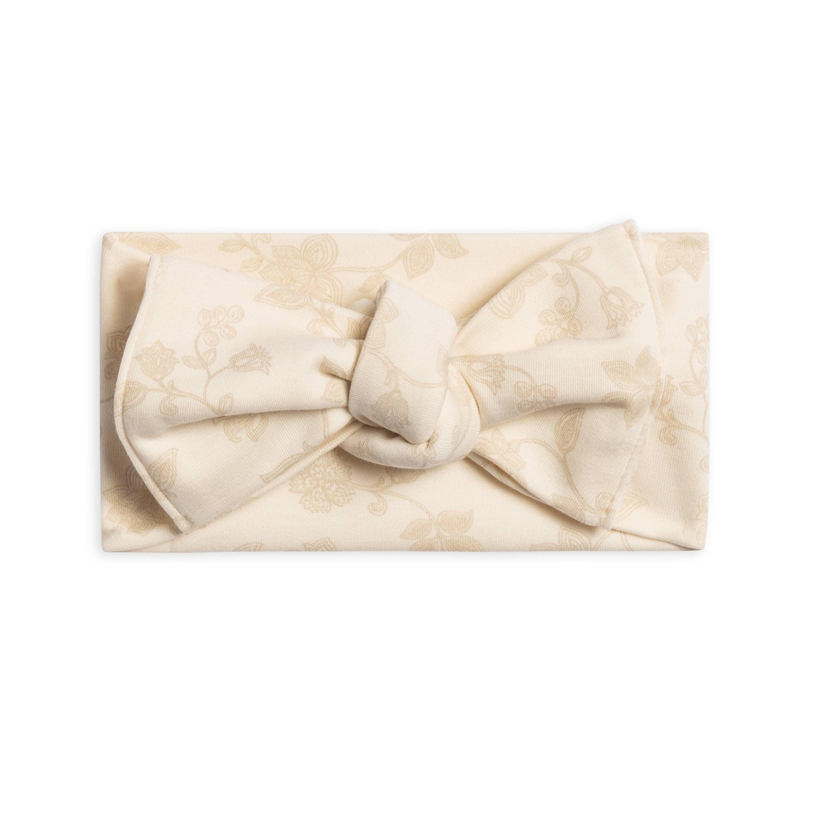 Organic Baby Hattie Knot Bow Wrap - Aria Floral / Beige