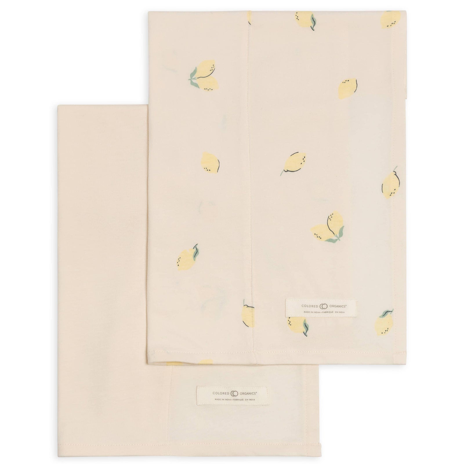Organic Baby Burp Cloth (2-pack) - Lemon + Ivory