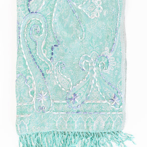 Woven Embroidered Women's Wool Wrap: Salmon