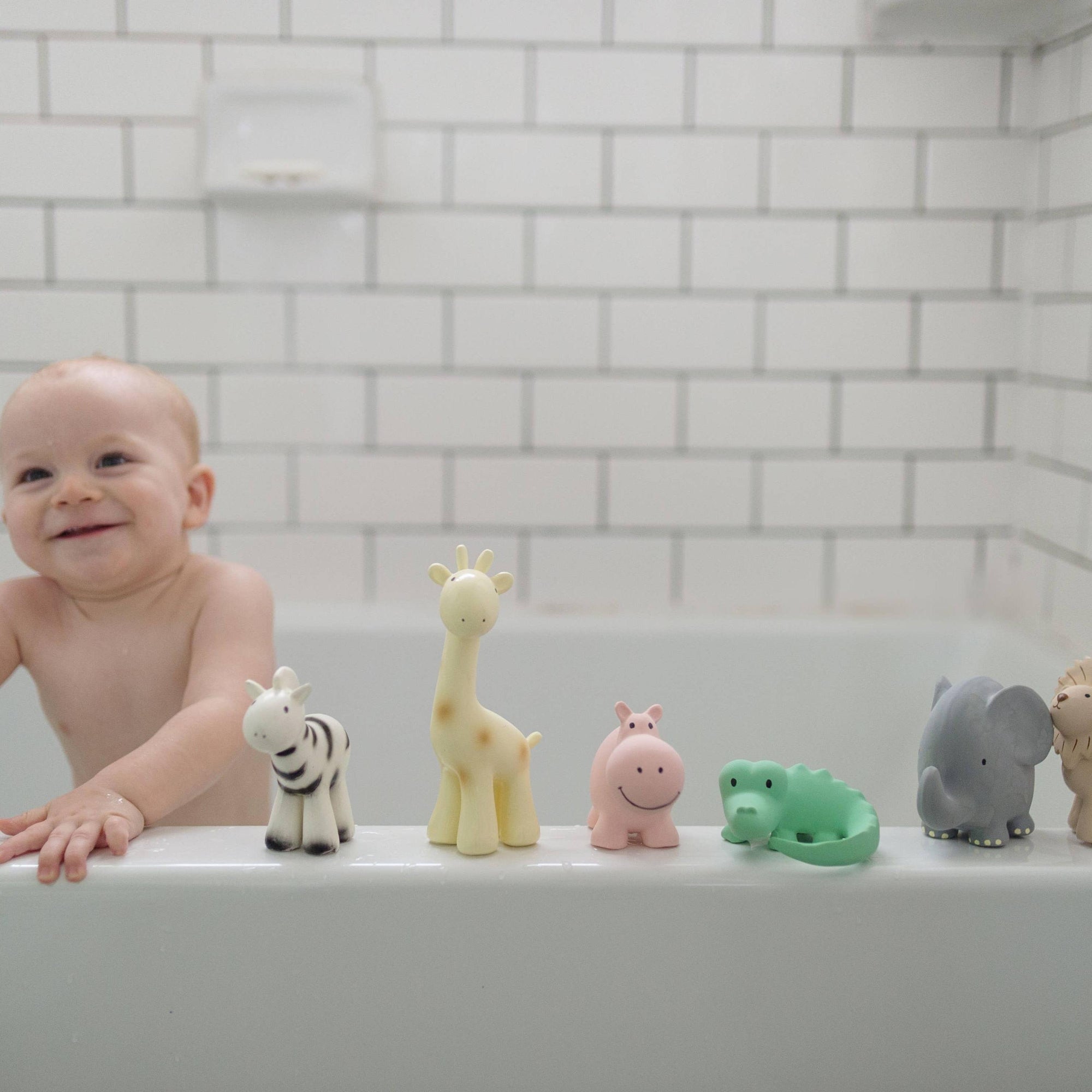 Elephant Natural Organic Rubber Teether, Rattle & Bath Toy