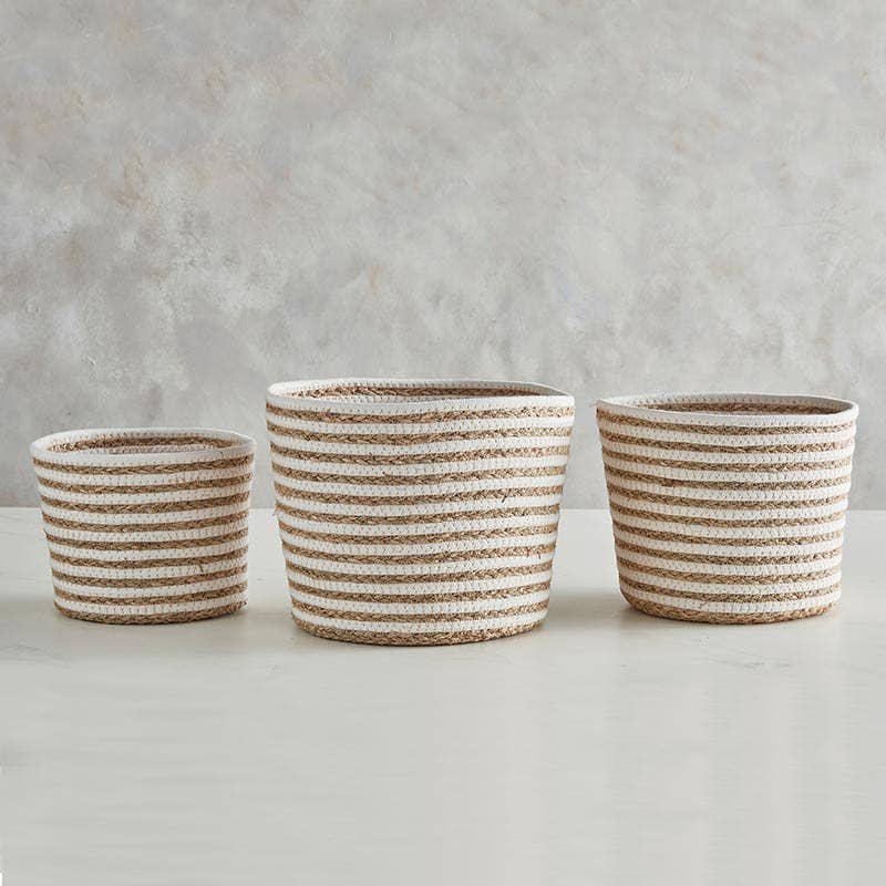 Striped Seagrass Baskets - Multiple Sizes