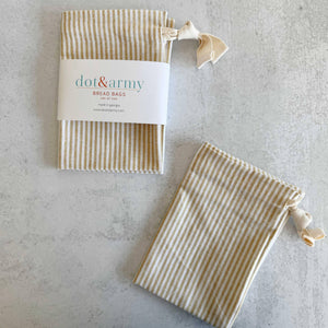 Stripe Linen Bread Bags, Honey