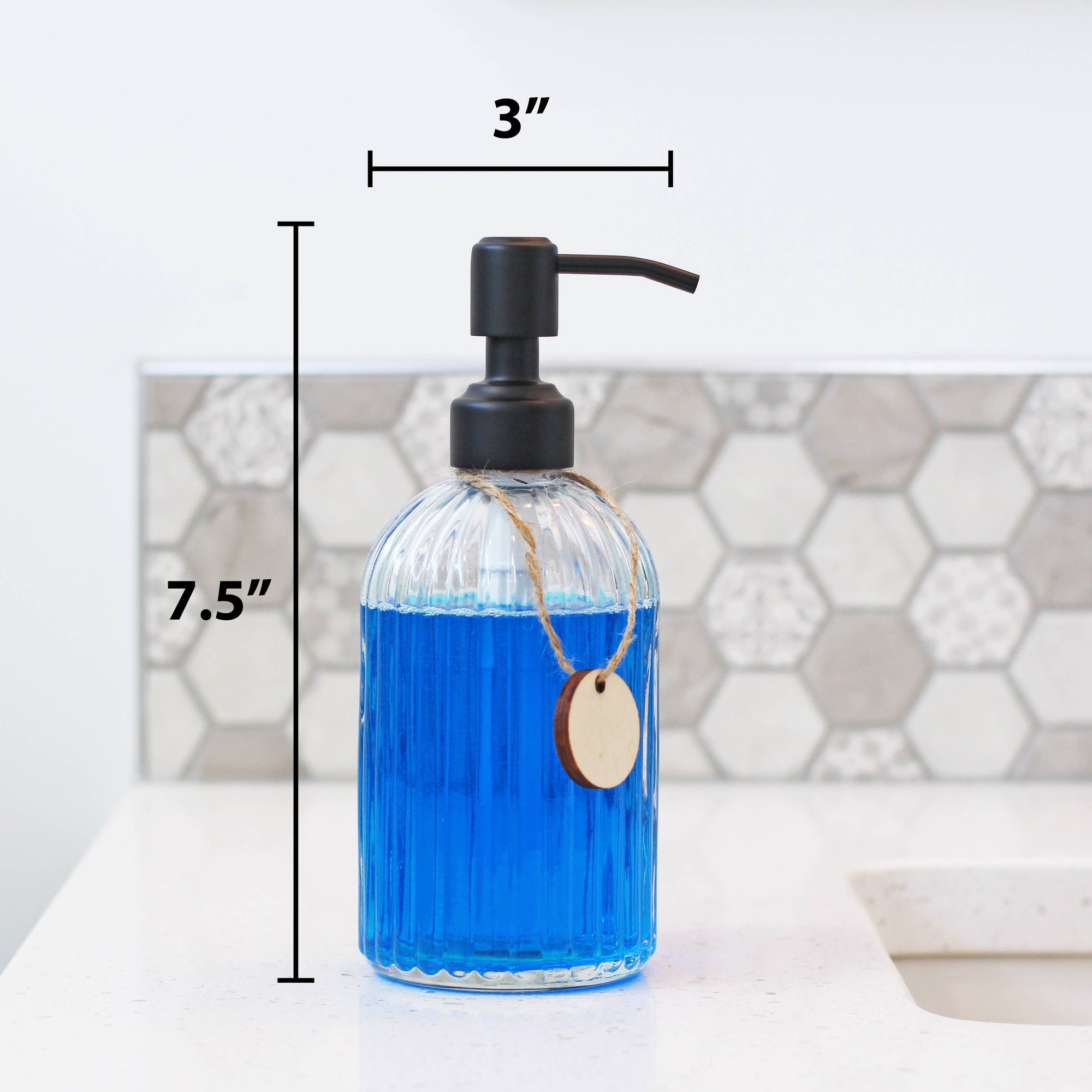 Refillable 14oz Glass Lotion/Soap Bottle - Black Pump