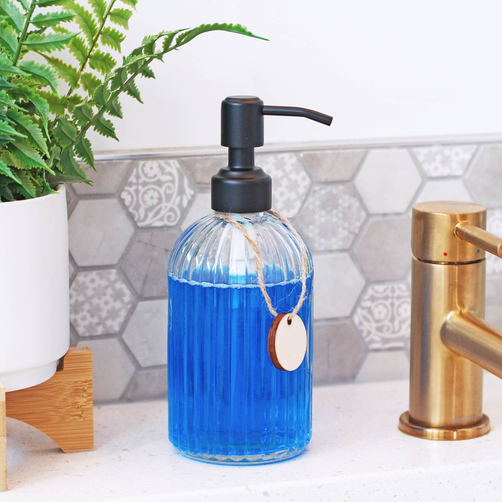 Refillable 14oz Glass Lotion/Soap Bottle - Black Pump