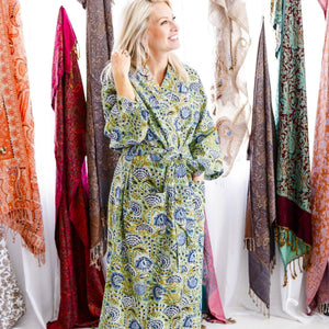 Minted Motif Block Print Robe