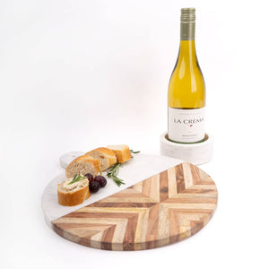 Serving Board, Marble & Wood Round Cheese Board