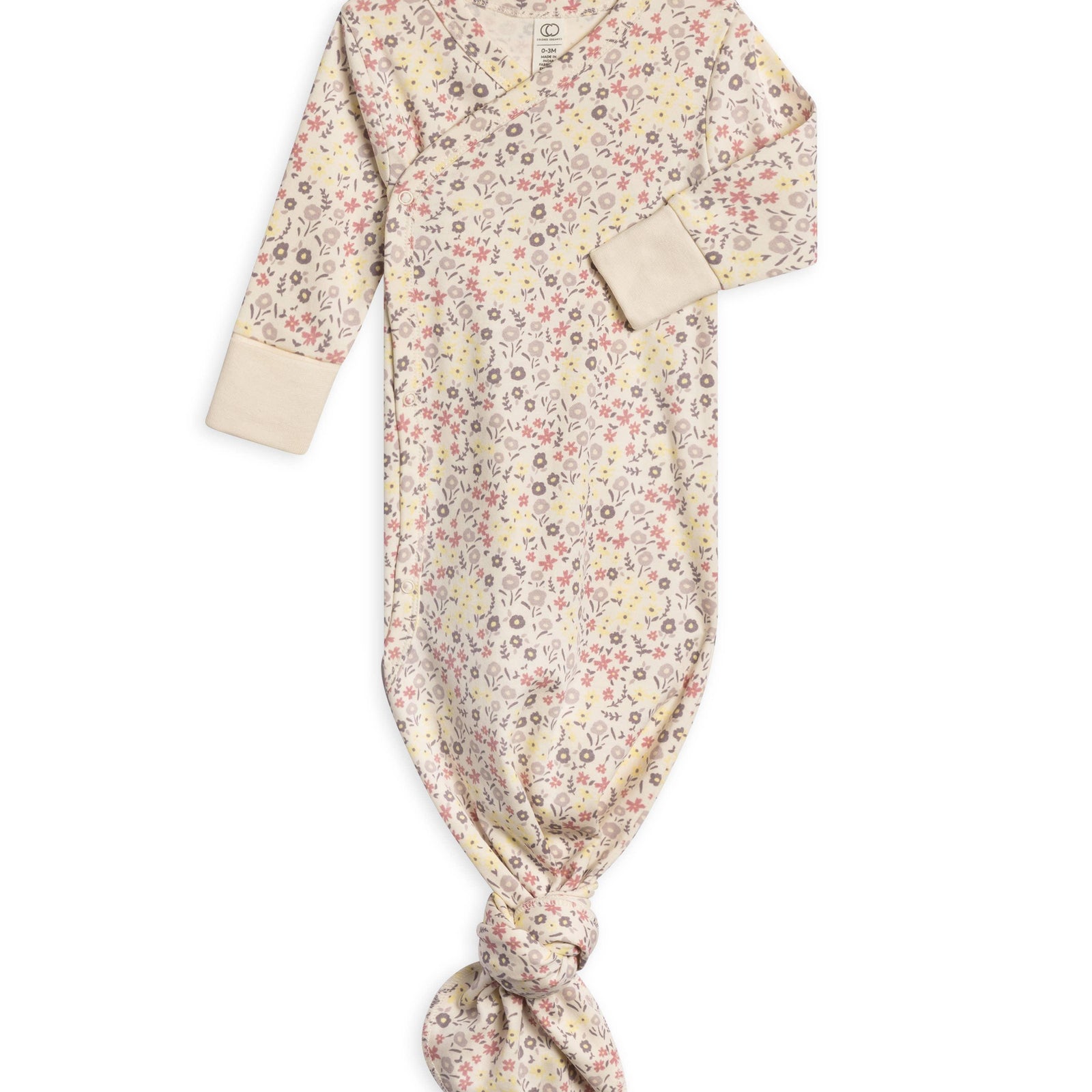 Organic Newborn Indy Kimono Gown - Giada Floral / Lilla