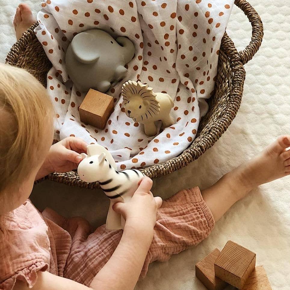 Elephant Natural Organic Rubber Teether, Rattle & Bath Toy