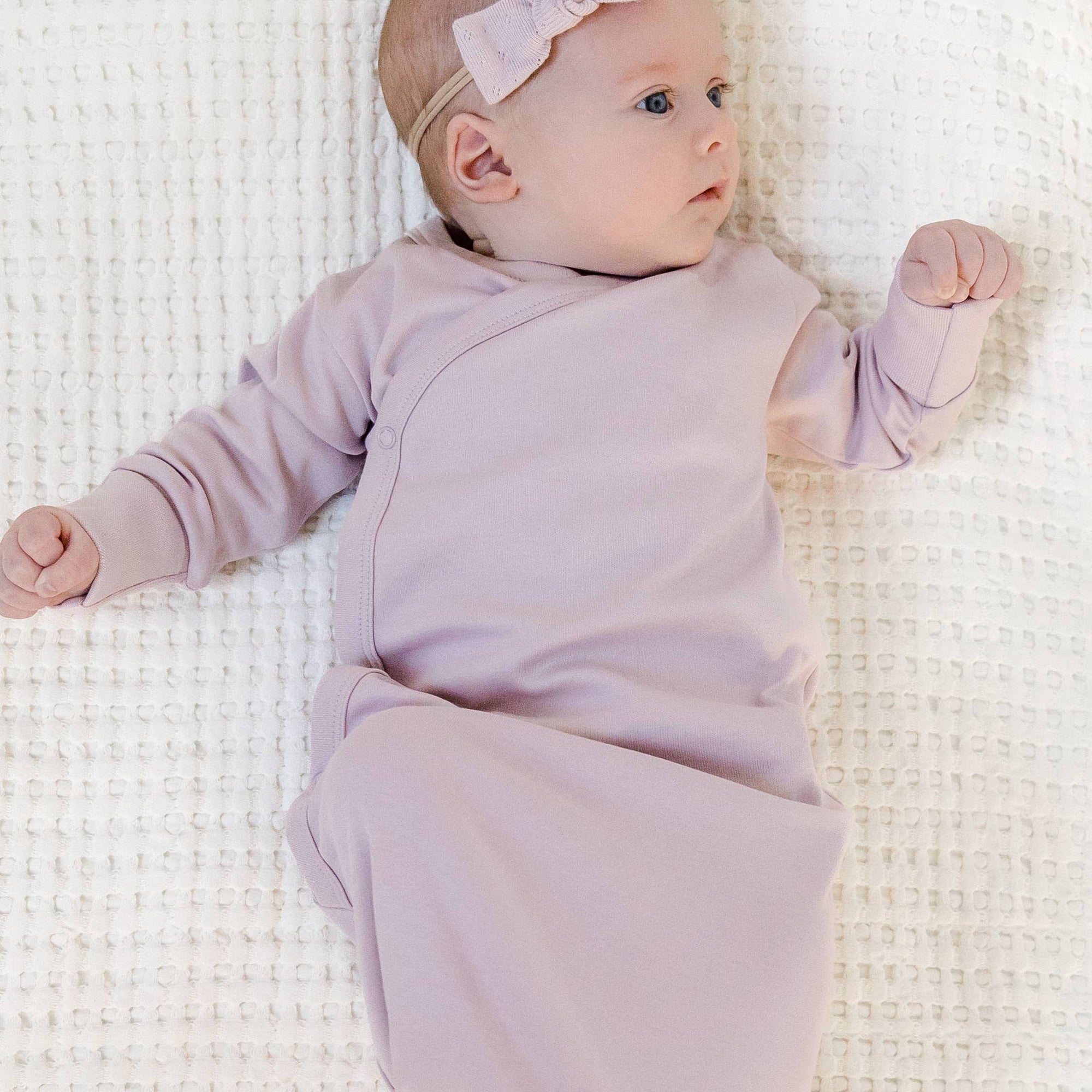 Organic Newborn Indy Kimono Gown - Wisteria