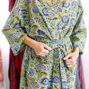 Minted Motif Block Print Robe