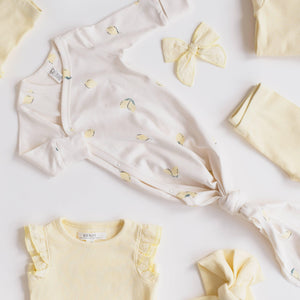 Organic Newborn Indy Kimono Gown - Lemon