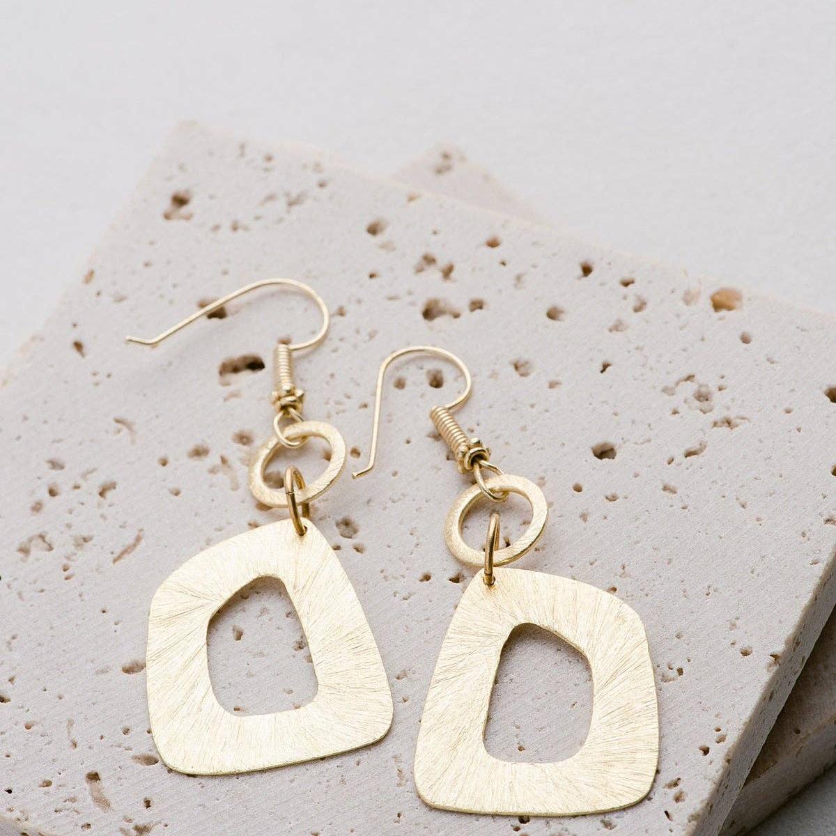 Off Kilter Earrings: Gold Block