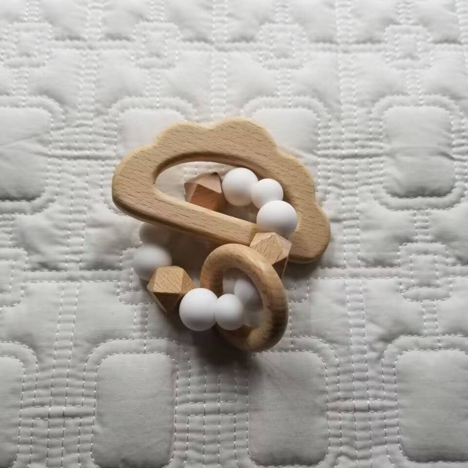 Cloud Beech Wood & Silicone Teether Rattle