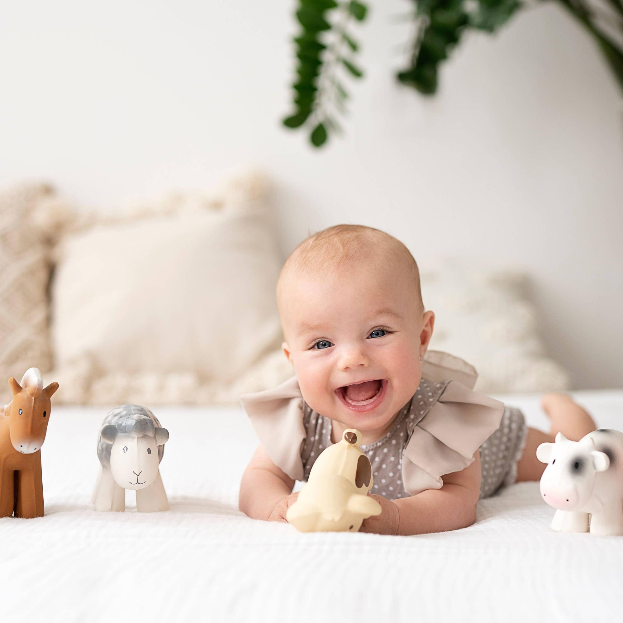Puppy Natural Organic Rubber Teether, Rattle & Bath Toy