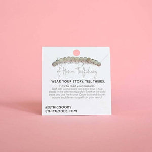 Morse Code Bracelet | BRAVE: Emerald Quartz & Green Aventurine