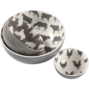 Farm Animals Bowl Set