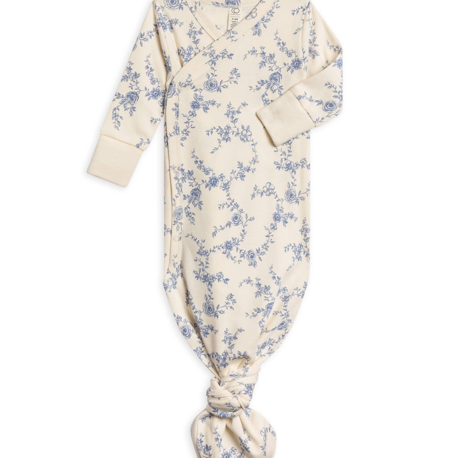 Organic Newborn Indy Kimono Gown - Serena Floral / Rain