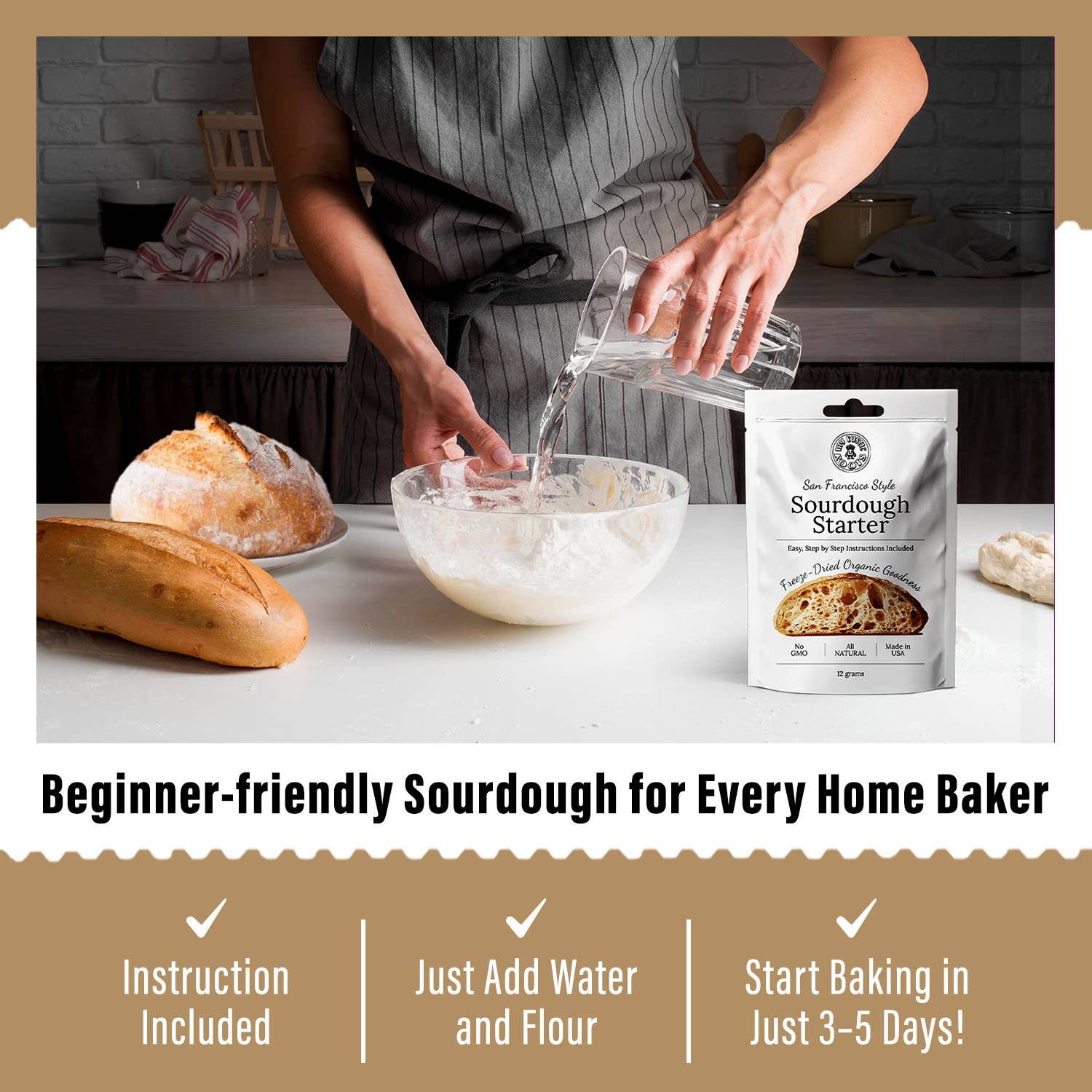 Organic, Non-GMO  Sourdough Starter Culture, Freeze Dried