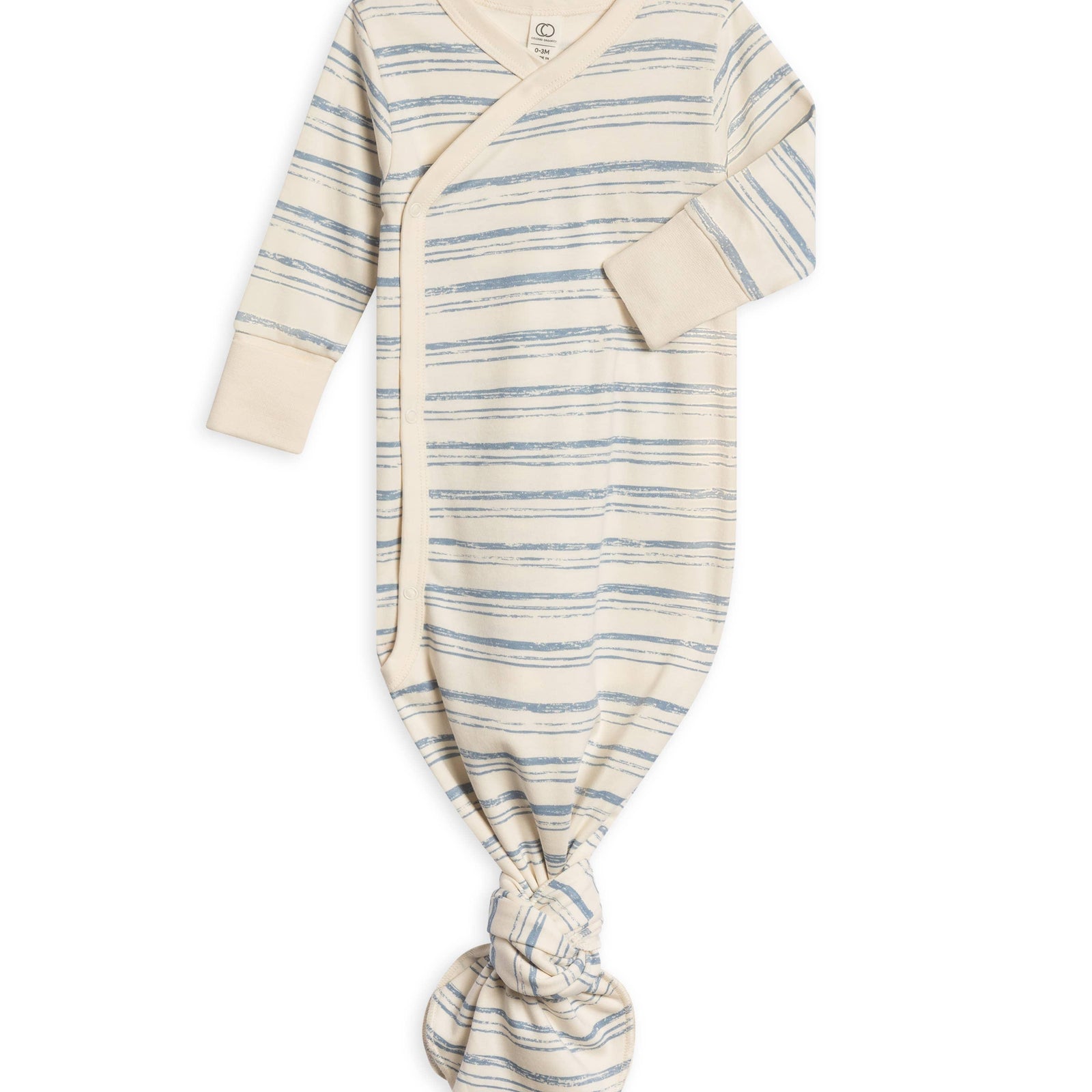 Organic Newborn Indy Kimono Gown - Wave Stripe / Rain