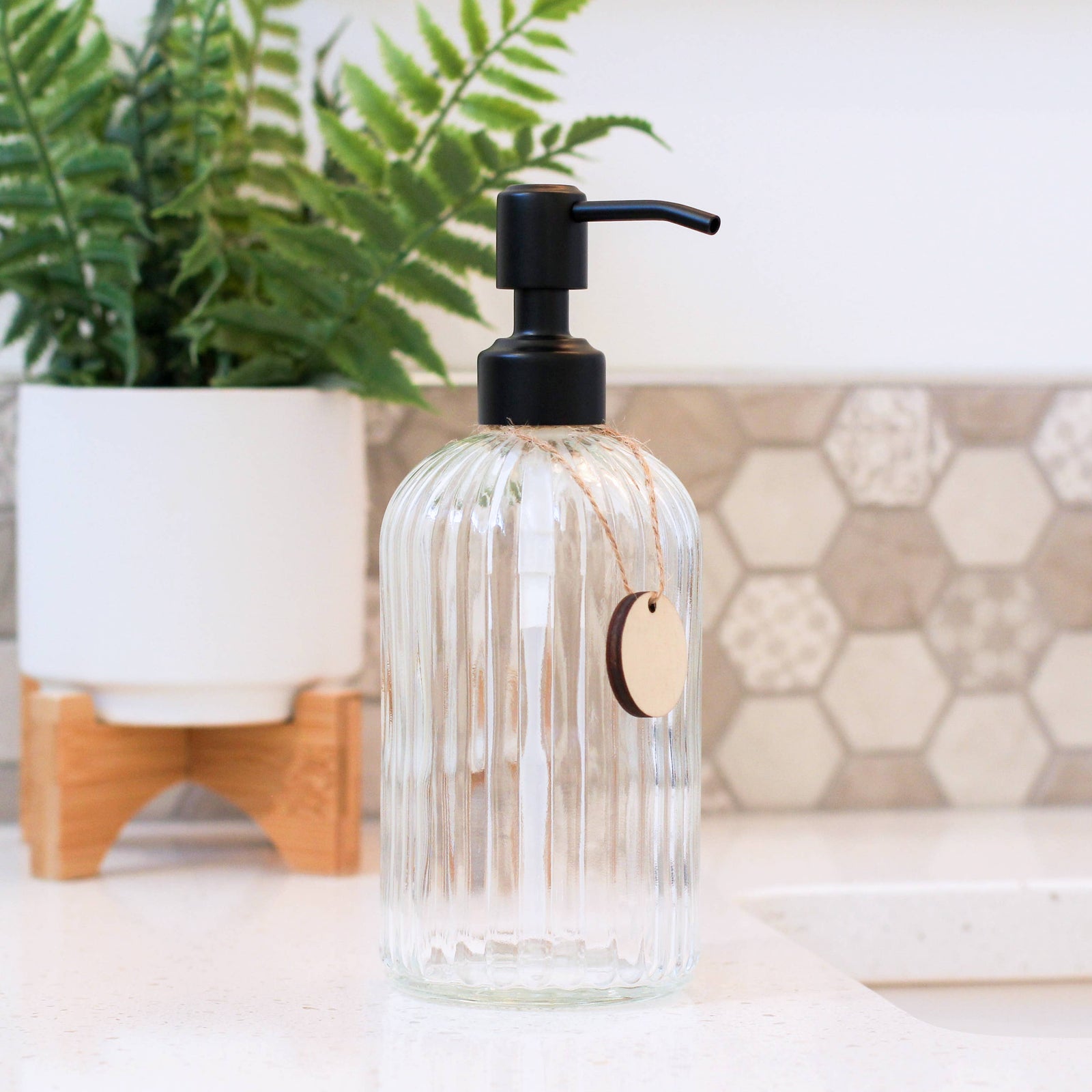 Refillable 14oz Glass Lotion/Soap Bottle - Black Pump