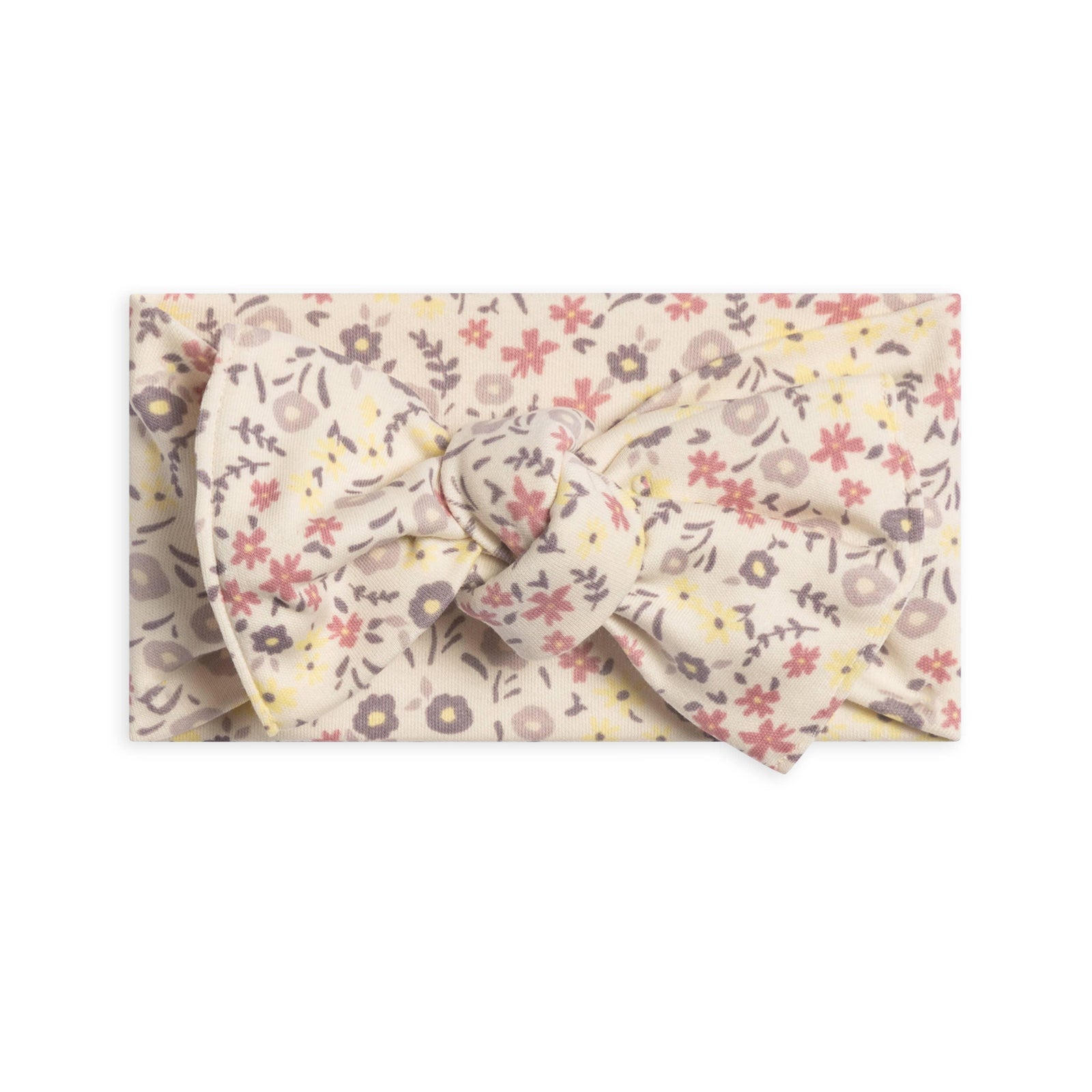 Organic Baby Hattie Knot Bow Wrap - Giada Floral / Lilla
