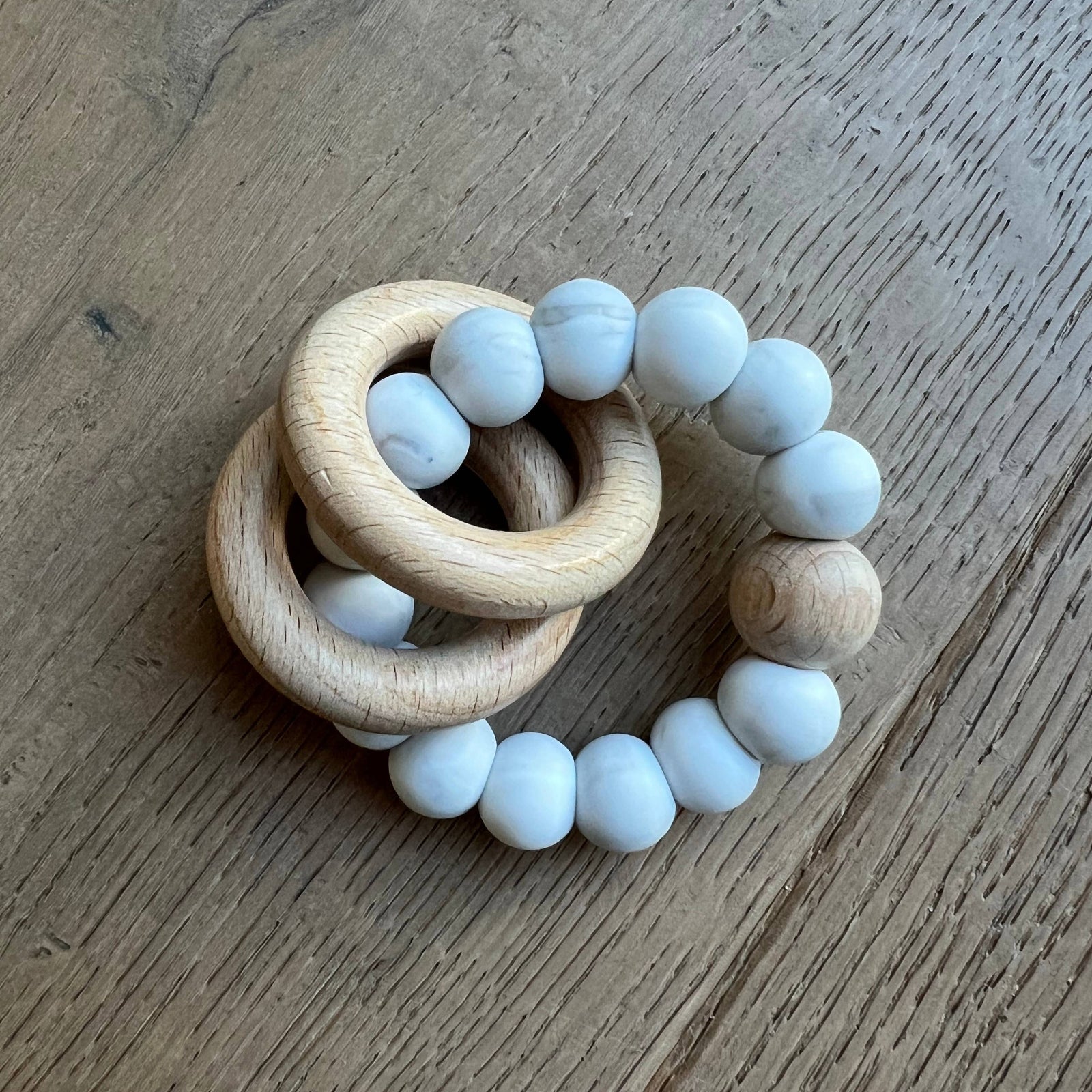 Ring Teether Color: Gray Marble - Lemon & Lavender