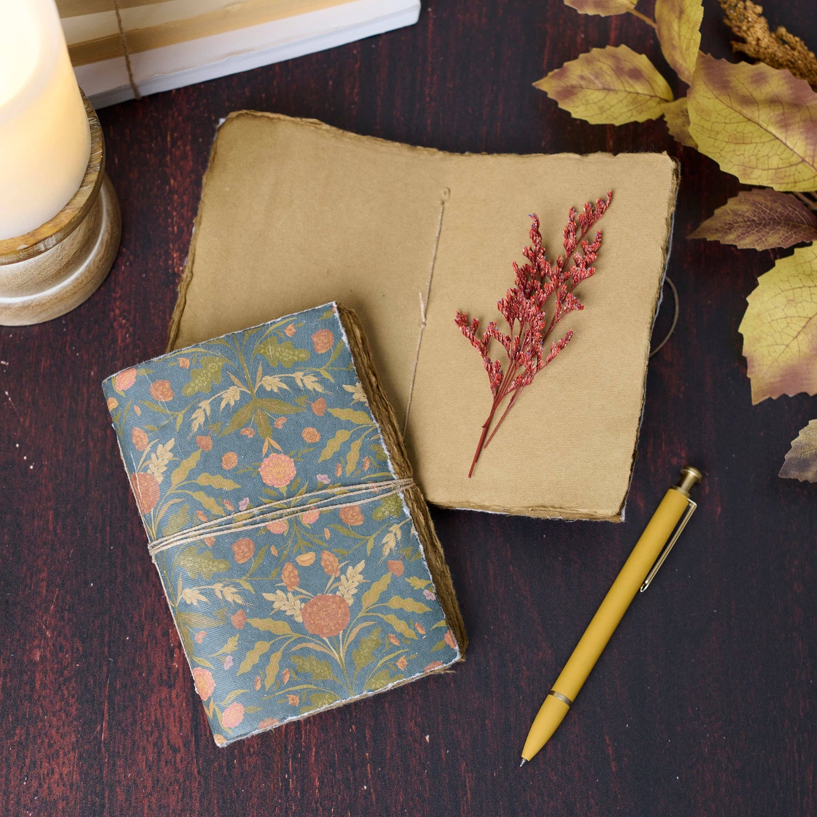Dark Fall Folk Floral Journal