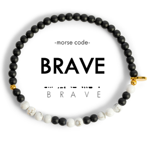 Morse Code Bracelet | BRAVE: Emerald Quartz & Green Aventurine