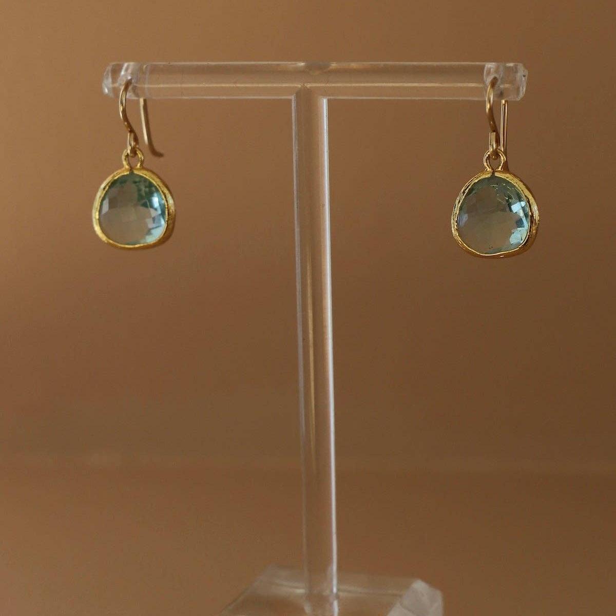 Aquamarine Bezel Earrings