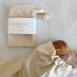 Stripe Linen Bread Bags, Honey