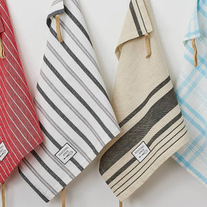 Flax & Black Pantry Stripe Dishtowel Apron