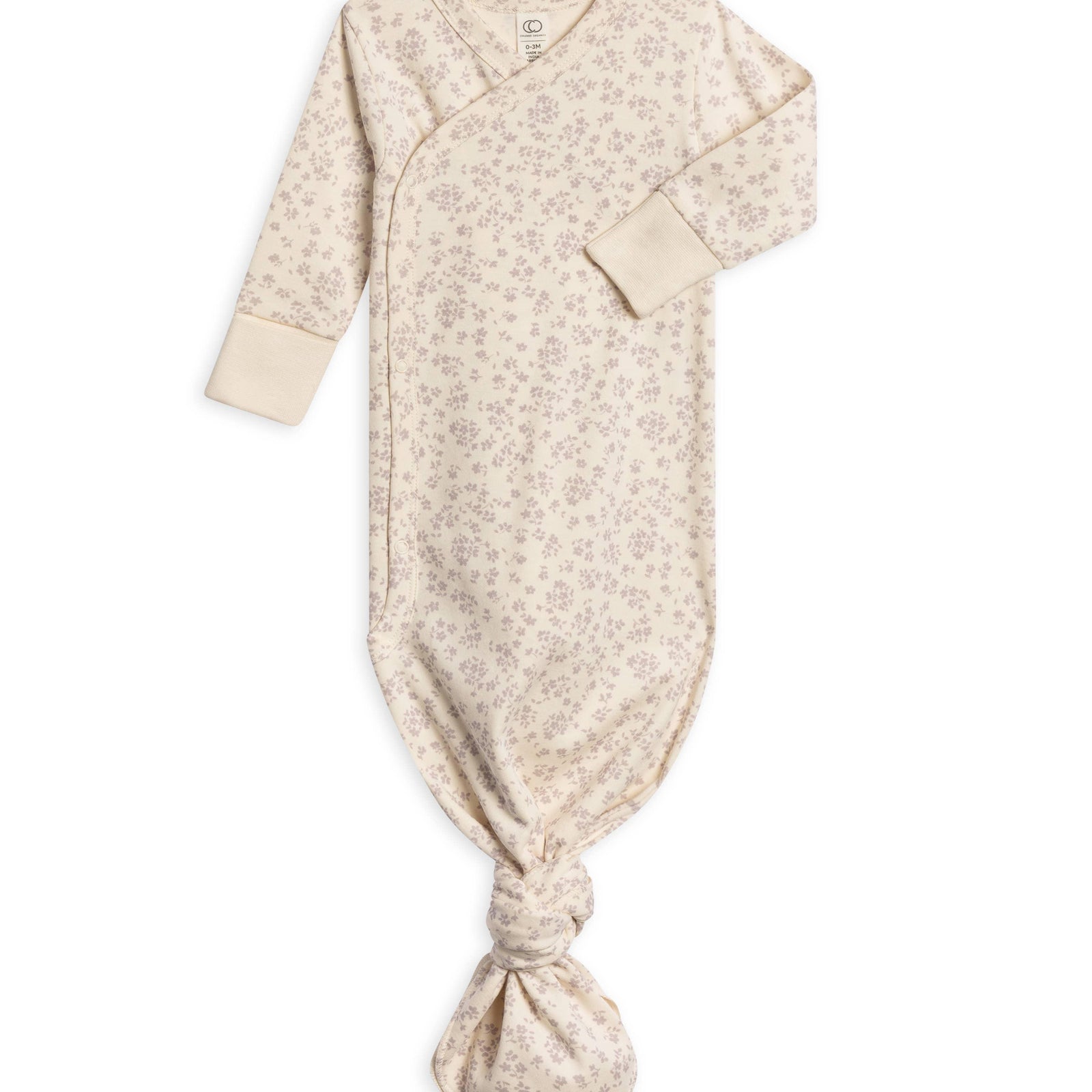 Organic Newborn Indy Kimono Gown - Maria Floral / Lilla
