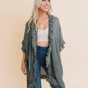Sun-bleached Fringe Ruffle Kimono