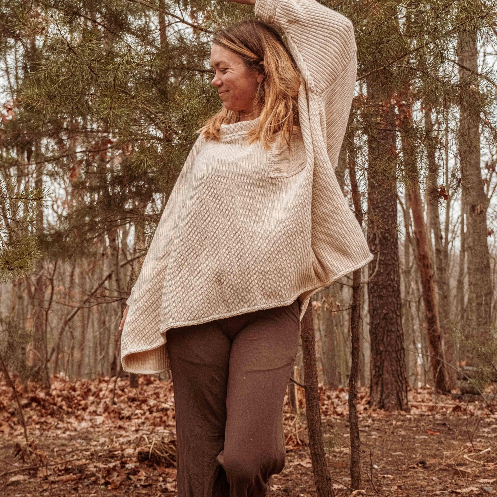 100% Organic Cotton Unisex Pocket Oversized Pullover Sweater: Unbleached / Cream