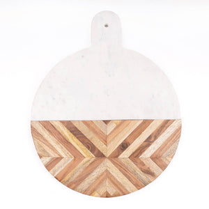 Serving Board, Marble & Wood Round Cheese Board