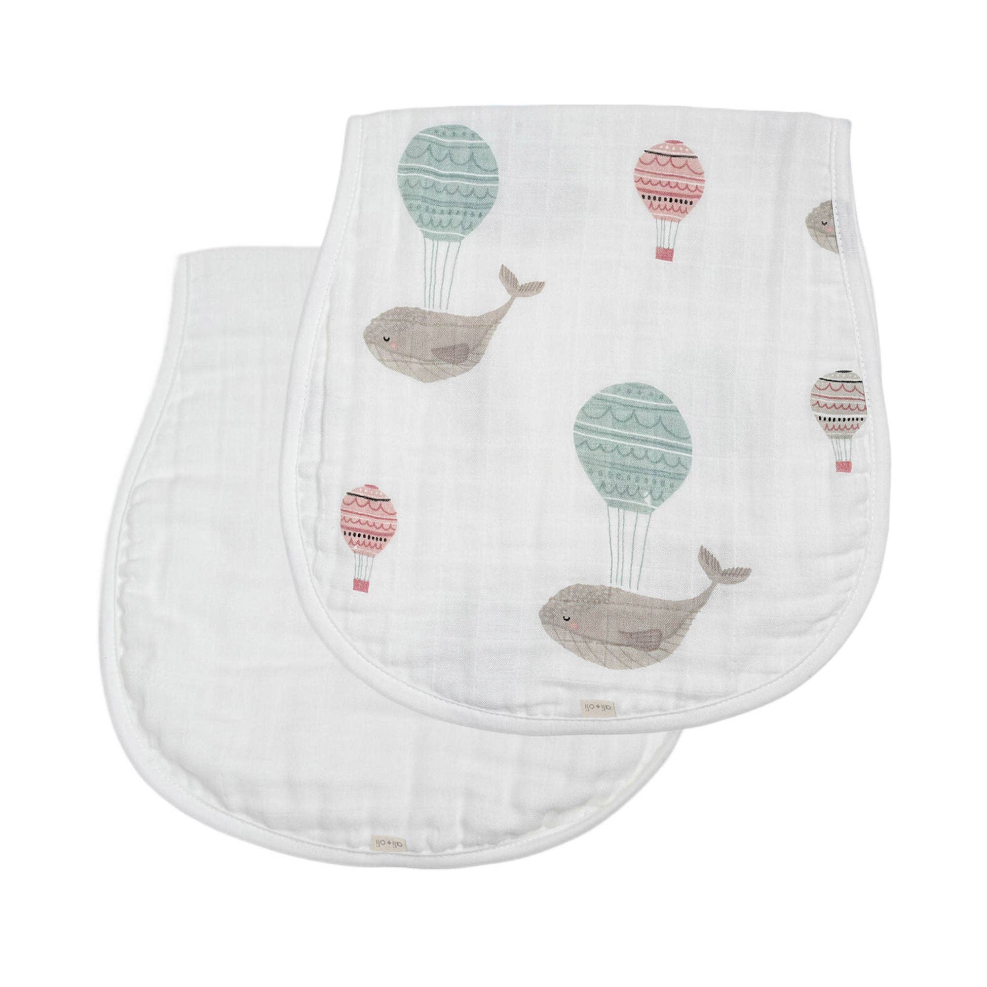 Bamboo Muslin Burp Cloth Set 2-Pack (Whale/White)