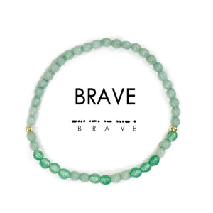 Morse Code Bracelet | BRAVE: Emerald Quartz & Green Aventurine