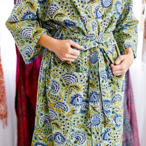 Minted Motif Block Print Robe