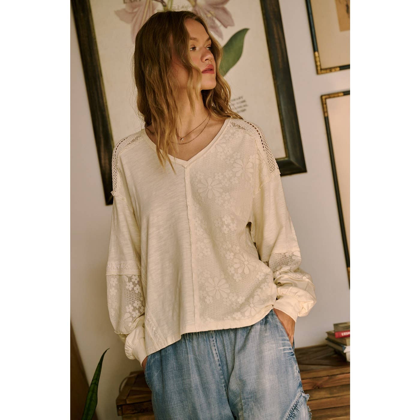 Mixed Media Top: Natural