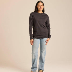 Women's Relaxed Long Sleeve: Washed Black / L