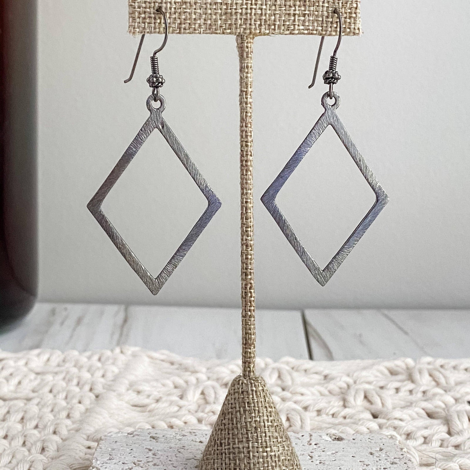 Diamond Earrings: Gunmetal