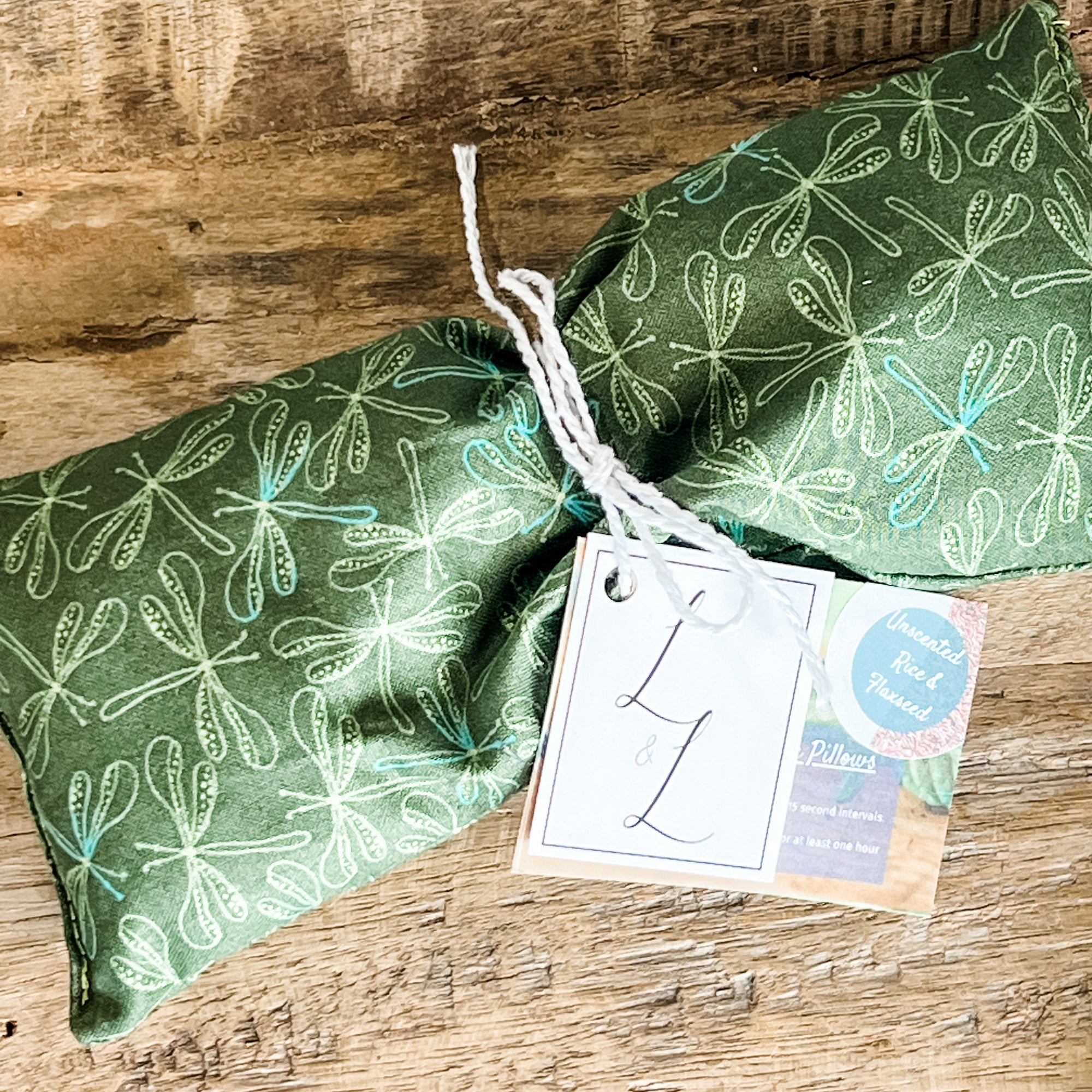 Olive Dragonflies (UNSCENTED)  Weighted Eye Pillow