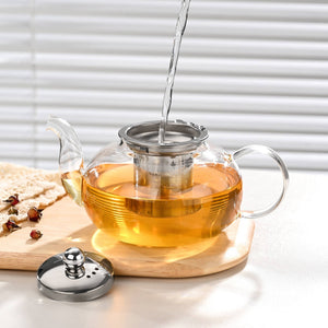 Fox Run Glass Teapot with Infuser, 4 Cup Clear Tea Pot