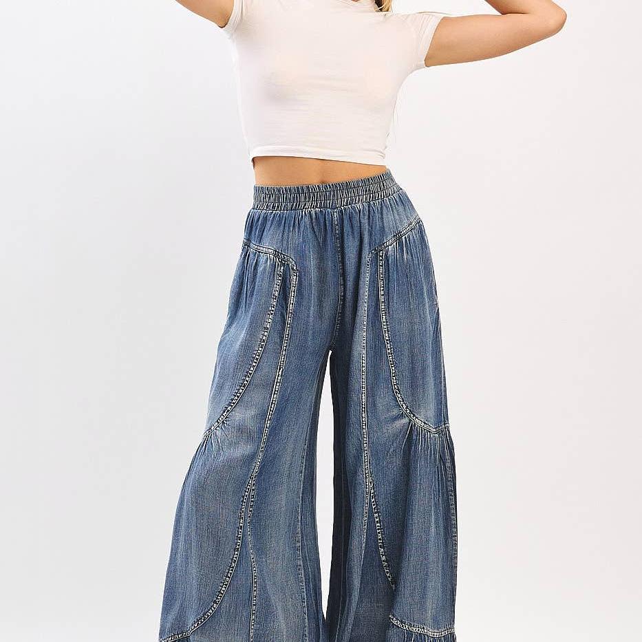 Washed Chambray Pants: Denim