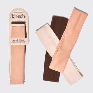 Recycled Fabric Active Headbands 3pc Set- Rosewood