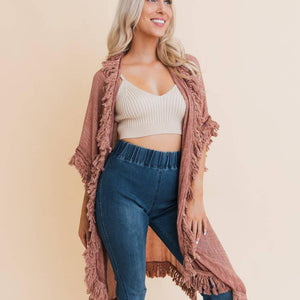 Sun-bleached Fringe Ruffle Kimono