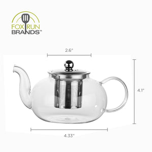 Fox Run Glass Teapot with Infuser, 4 Cup Clear Tea Pot