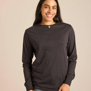 Women's Relaxed Long Sleeve: Washed Black / L