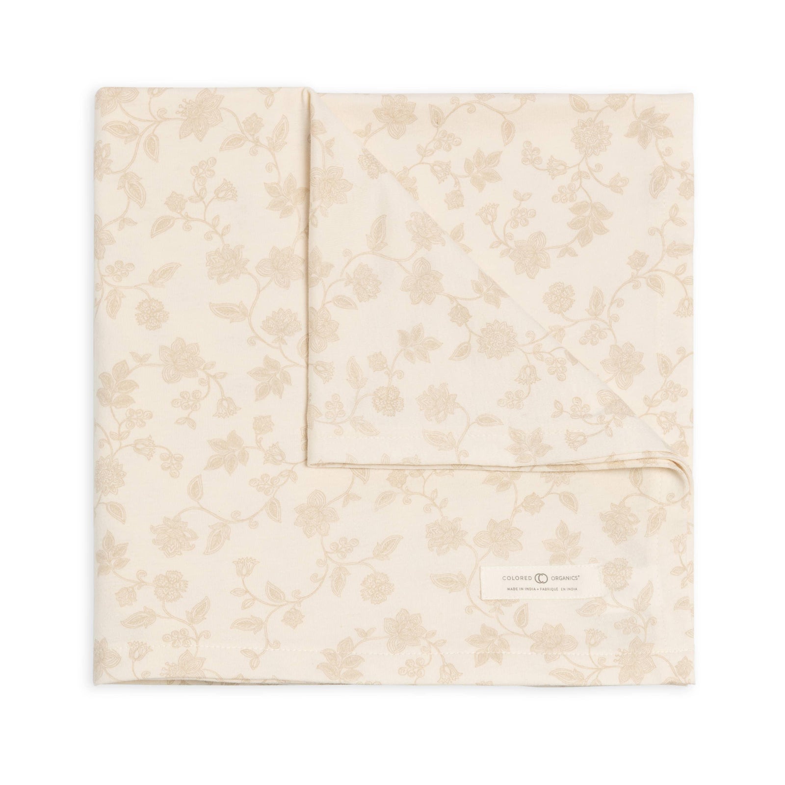 Organic Baby Swaddle Blanket - Aria Floral / Beige