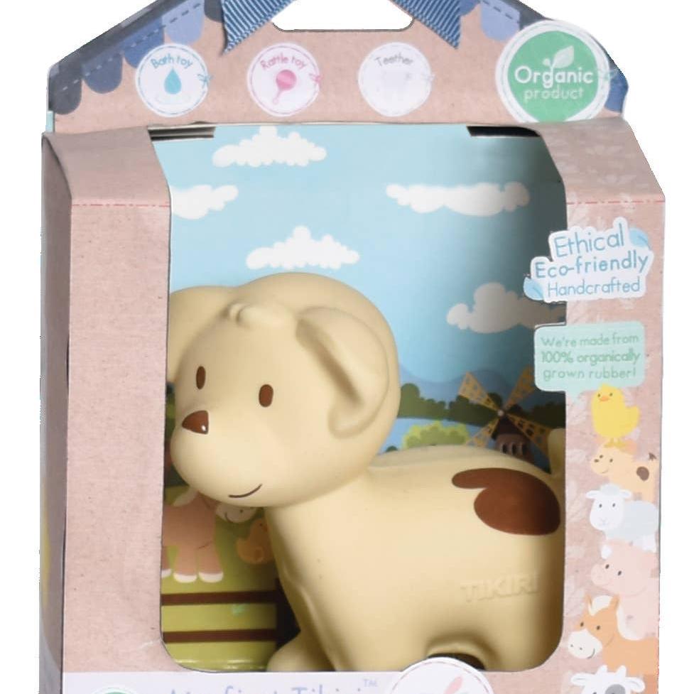 Puppy Natural Organic Rubber Teether, Rattle & Bath Toy